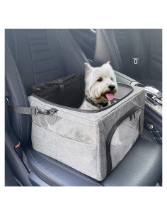Asiento de Coche para Perros SlowTon Gris, 38x33x23cm, hasta 6.8kg