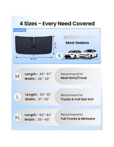 Sombrilla Parabrisas REEVAA S-135 100% Protección Solar 134.6x73.7cm