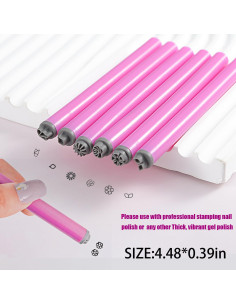 Set de 6 Bolígrafos para Estampado de Uñas WOKOTO Rosa 2