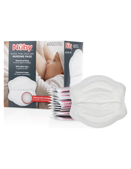 Almohadillas de Lactancia Desechables Nuby Stay-Dry 60 Piezas