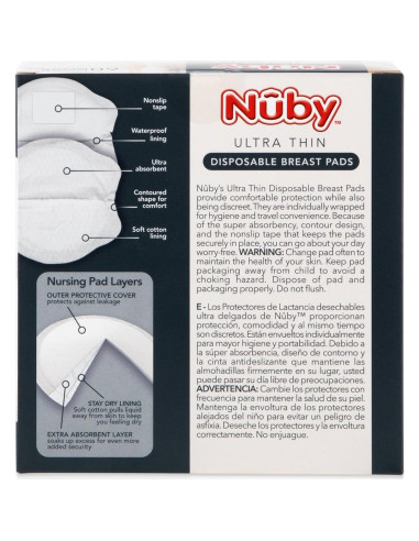 Almohadillas de Lactancia Desechables Nuby Stay-Dry 60 Piezas