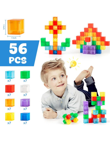 56 PCS Bloques Magnéticos TENYEAH para Niños 3+ Juguetes Educativos