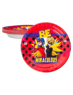 Juego de Platos de Papel Miraculous Ladybug - 20 Platos - Fiesta Cumpleaños
