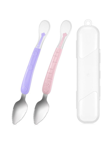 Cucharas de Silicona para Bebés Lallisa Doble Cabeza 2 Pcs