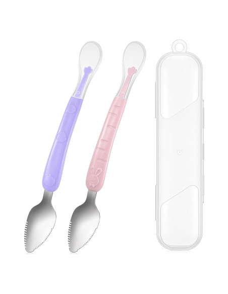 Cucharas de Silicona para Bebés Lallisa Doble Cabeza 2 Pcs