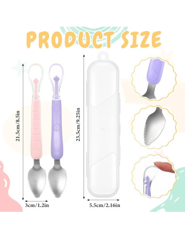 Cucharas de Silicona para Bebés Lallisa Doble Cabeza 2 Pcs