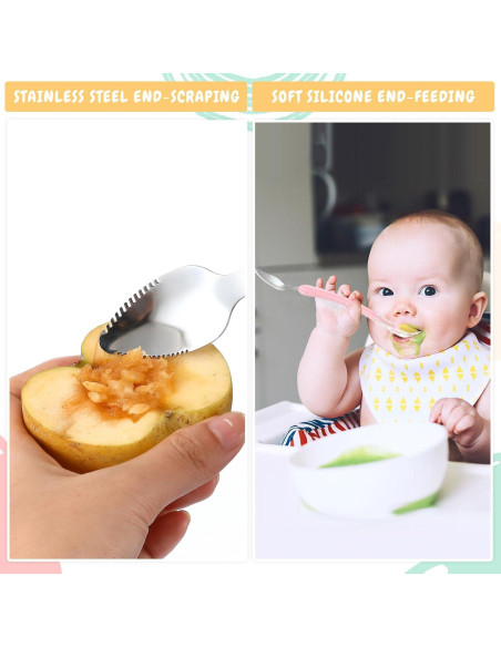 Cucharas de Silicona para Bebés Lallisa Doble Cabeza 2 Pcs