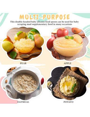 Cucharas de Silicona para Bebés Lallisa Doble Cabeza 2 Pcs