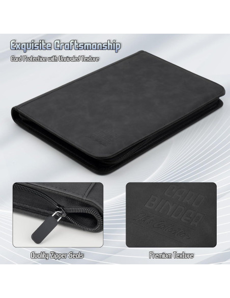 Carpeta de Cartas Arkeiliy 540 Bolsillos PU Negro