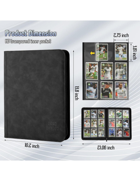 Carpeta de Cartas Arkeiliy 540 Bolsillos PU Negro