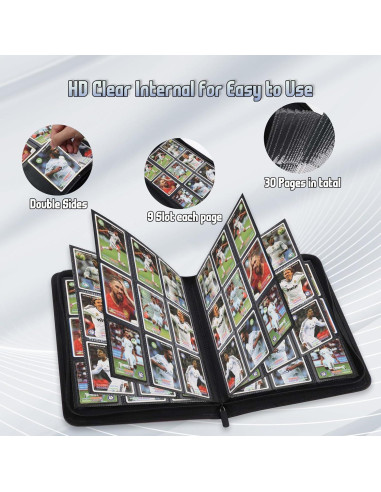 Carpeta de Cartas Arkeiliy 540 Bolsillos PU Negro