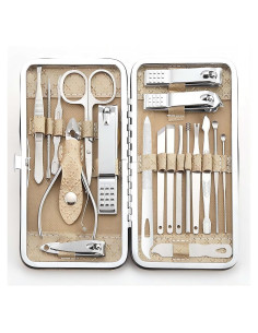 Juego de Manicura 19 en 1 Tranchou Acero Inoxidable Beige