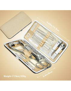 Juego de Manicura 19 en 1 Tranchou Acero Inoxidable Beige 2