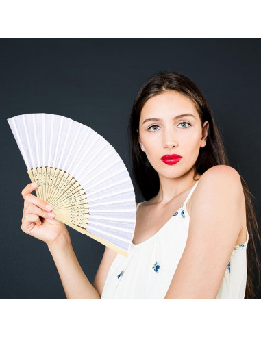 2 Pcs Abanicos Plegables Blancos JYSILIYH para Boda y DIY
