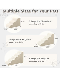 Escalera Curvada para Perros MIHIKK 3 Pasos Antideslizante Beige 2