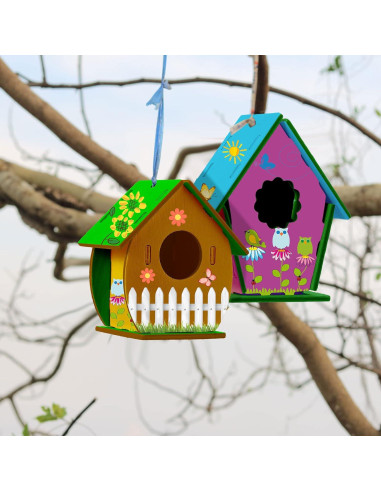 Kits de Casa de Aves DIY Sawysine 36 Piezas Madera y Stickers