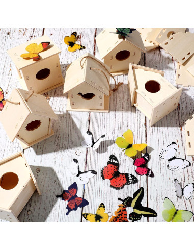 Kits de Casa de Aves DIY Sawysine 36 Piezas Madera y Stickers