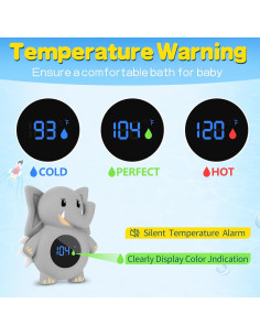 Termómetro de baño para bebés ASRIO Elefante LED Seguro 2