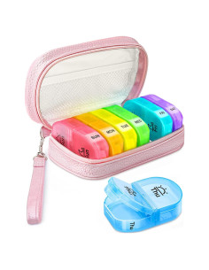 Organizador de Pastillas AMOOS Rosa 2 Veces al Día 15.5x8.6cm