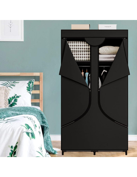 Armario Portátil SORCEDAS 87.88x44.96x167.64cm Negro Armario Portátil SORCEDAS 87.88x44.96x167.64cm Negro