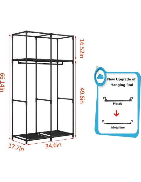 Armario Portátil SORCEDAS 87.88x44.96x167.64cm Negro Armario Portátil SORCEDAS 87.88x44.96x167.64cm Negro