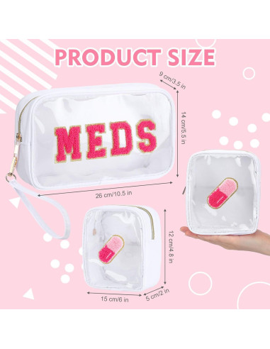 Hillban Estuche de Viaje Preppy 2 Pcs Nylon PVC Adorable