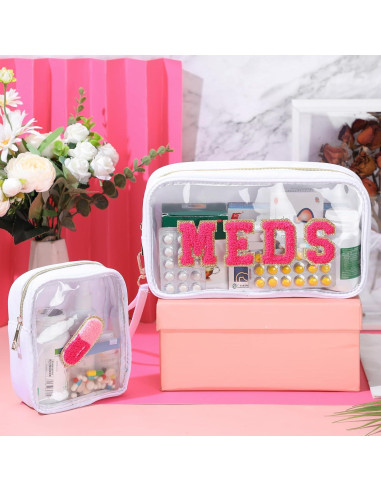 Hillban Estuche de Viaje Preppy 2 Pcs Nylon PVC Adorable