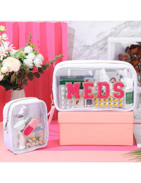 Hillban Estuche de Viaje Preppy 2 Pcs Nylon PVC Adorable