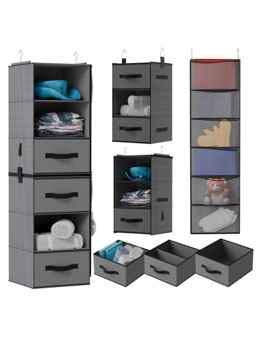 Organizador de Closet Colgante Abritex 6 Estantes 3 Cajones Gris