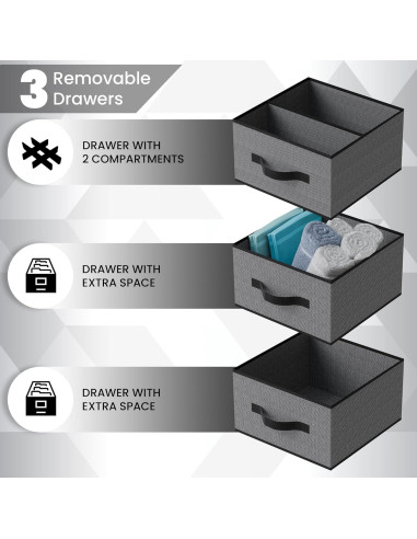 Organizador de Closet Colgante Abritex 6 Estantes 3 Cajones Gris