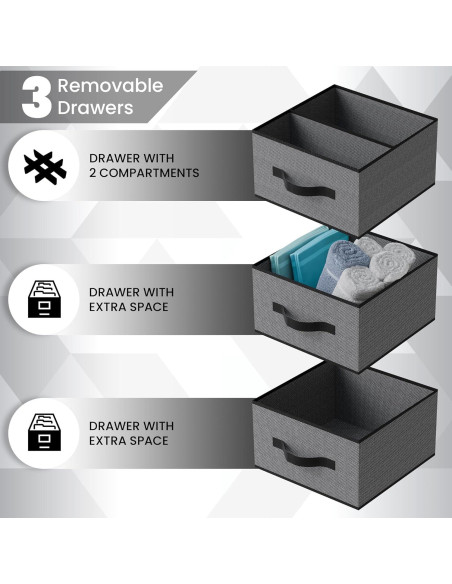 Organizador de Closet Colgante Abritex 6 Estantes 3 Cajones Gris