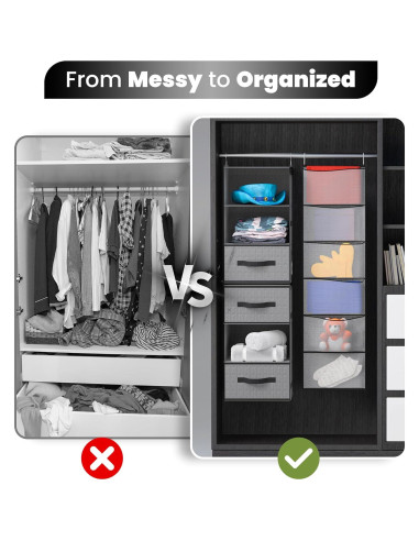 Organizador de Closet Colgante Abritex 6 Estantes 3 Cajones Gris