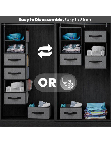 Organizador de Closet Colgante Abritex 6 Estantes 3 Cajones Gris