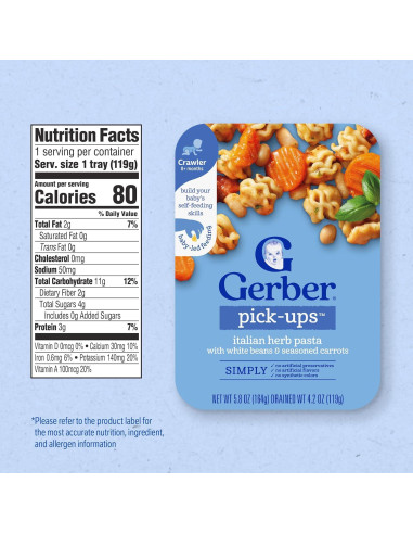 Comida para Bebés Gerber Pick-Ups 163g, Pasta de Hierbas Italianas