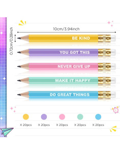 Lápices Inspiracionales Jetec 100 Pcs Cortos con Borrador 2