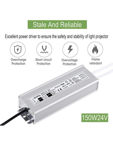 Transformador LED 150W 24V CC NIYIPXL Impermeable IP67