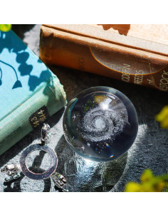 Esfera de Cristal 60mm Galaxia H&D HYALINE & DORA con Soporte 2