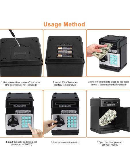 Alcancía Electrónica Adevena con Contraseña y Rodillo Automático