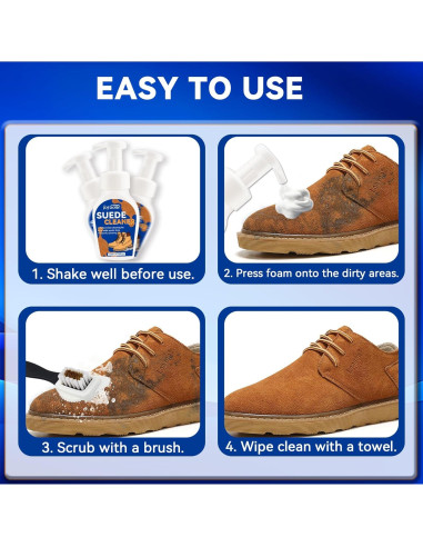 Kit Limpiador de Zapatos de Ante Premium con Cepillo - Azul