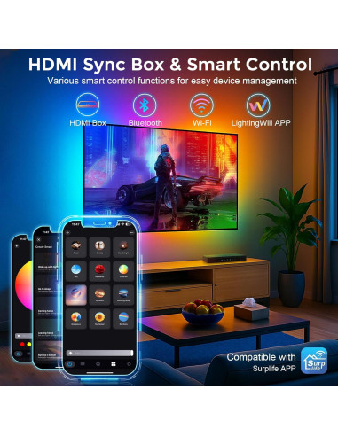 Tira de luz LED LightingWill 3M para TV 40-50" RGB-IC