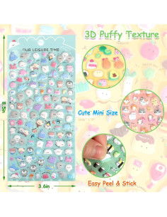 Stickers Puff 3D Kawaii SHANGRLA - 6 Hojas Coloridas 2