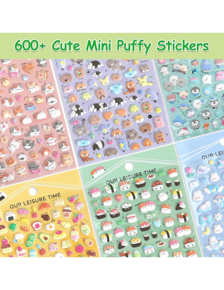 Stickers Puff 3D Kawaii SHANGRLA - 6 Hojas Coloridas Stickers Puff 3D Kawaii SHANGRLA - 6 Hojas Coloridas