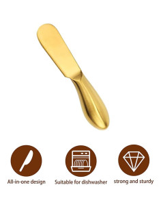 Juego de 2 cuchillos de mantequilla dorados HSHQING 13.5cm 2