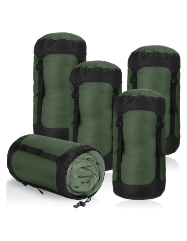 5 Sacos de Compresión GliCraft 20L Impermeables Verde Militar