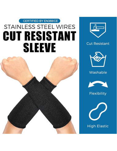 Mangas Resistentes al Corte Geyoga Nivel 5 Protección Brazo Negro