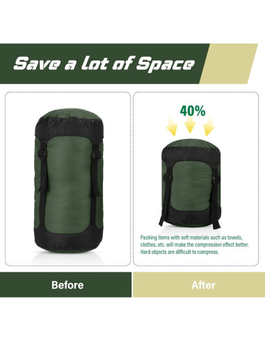 5 Sacos de Compresión GliCraft 20L Impermeables Verde Militar