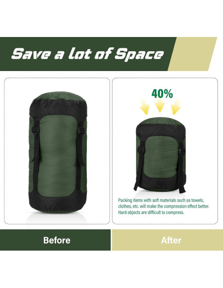 5 Sacos de Compresión GliCraft 20L Impermeables Verde Militar