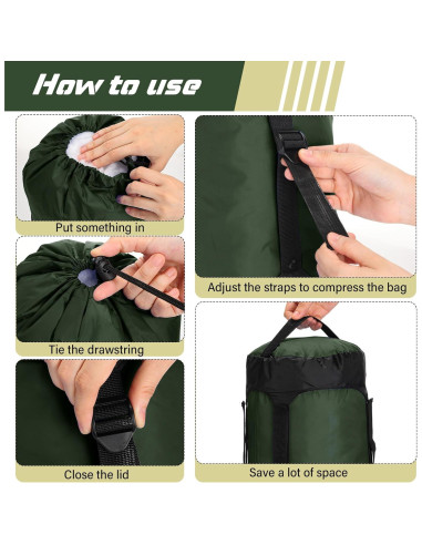 5 Sacos de Compresión GliCraft 20L Impermeables Verde Militar