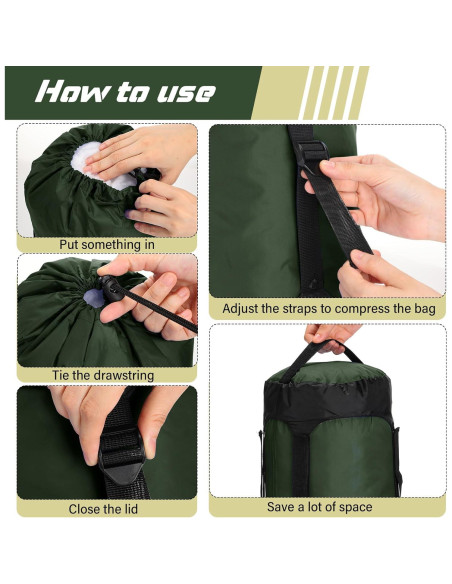 5 Sacos de Compresión GliCraft 20L Impermeables Verde Militar