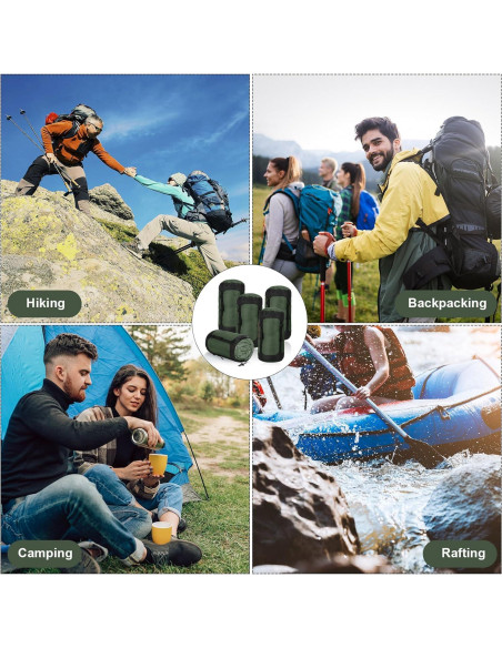 5 Sacos de Compresión GliCraft 20L Impermeables Verde Militar